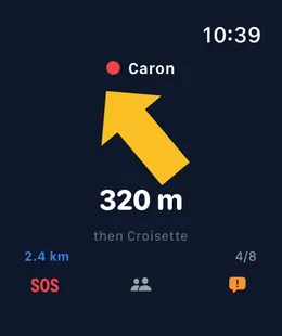 Glidr op Apple Watch: navigatie naar de volgende piste